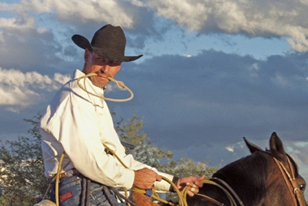 A roper waits his turn at the Butterfield Rodeo. Photo by Cathy Murphy